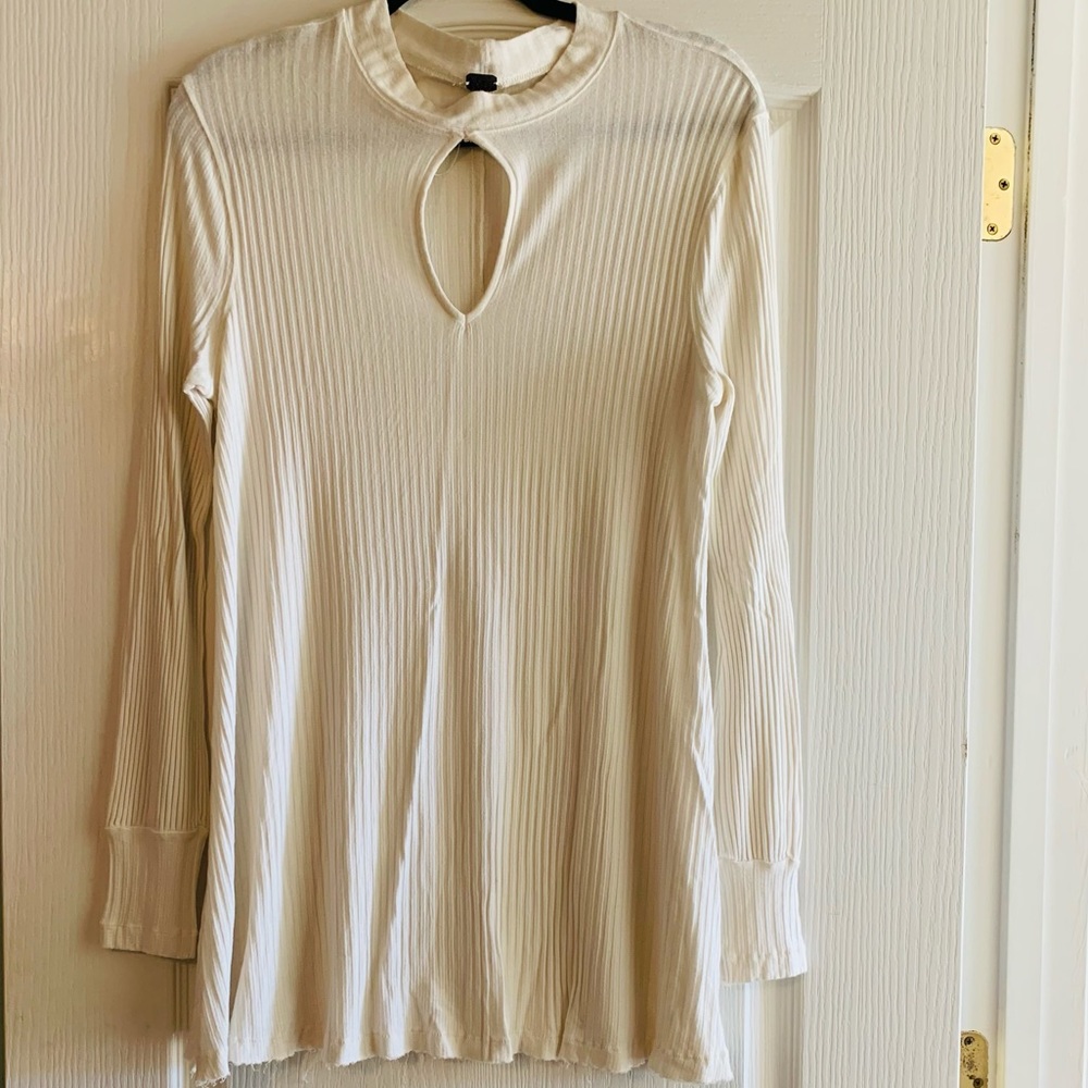 Free People Ribbed Top with Keyhole